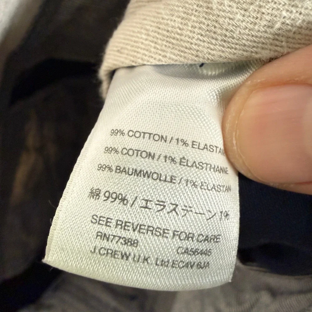 J Crew Stretch Chino Pants Mens 33x28 Navy Blue Stretch Flat Front Cotton Casual